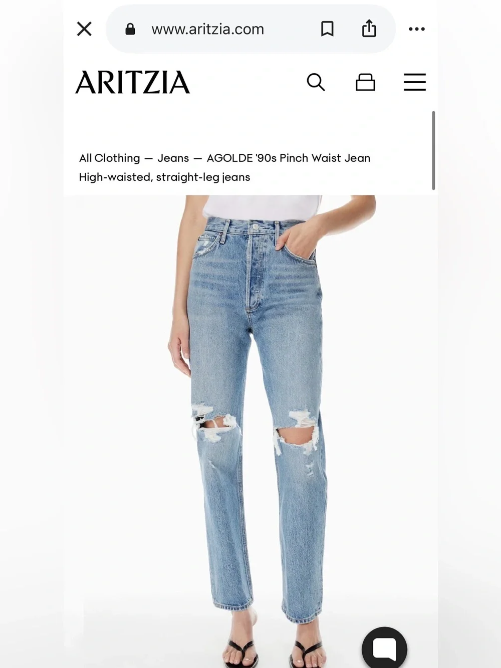 AGOLDE '90s Pinch Waist High Rise Straight Jeans Size 26
